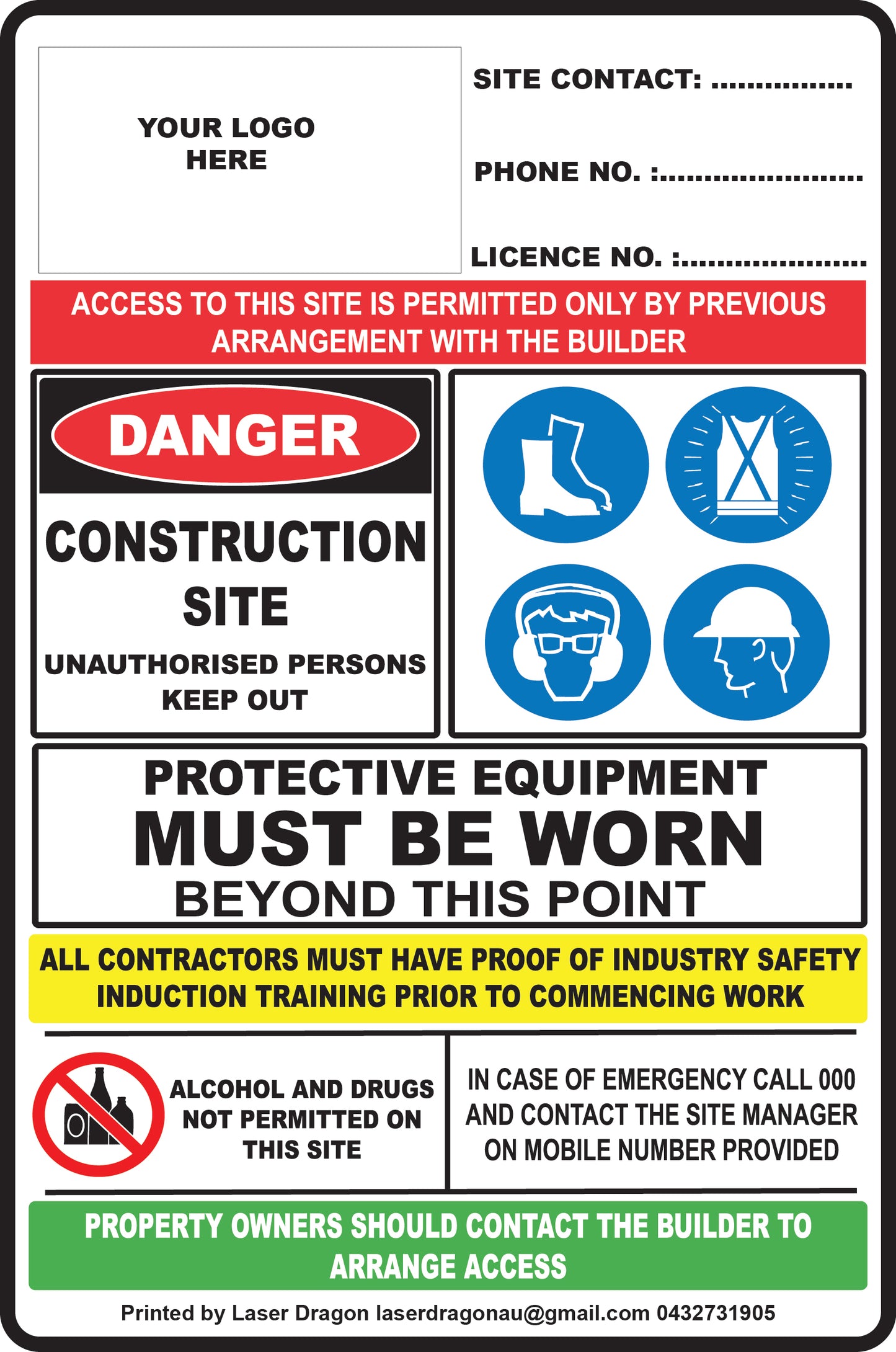 Construction Corflute Sign Template