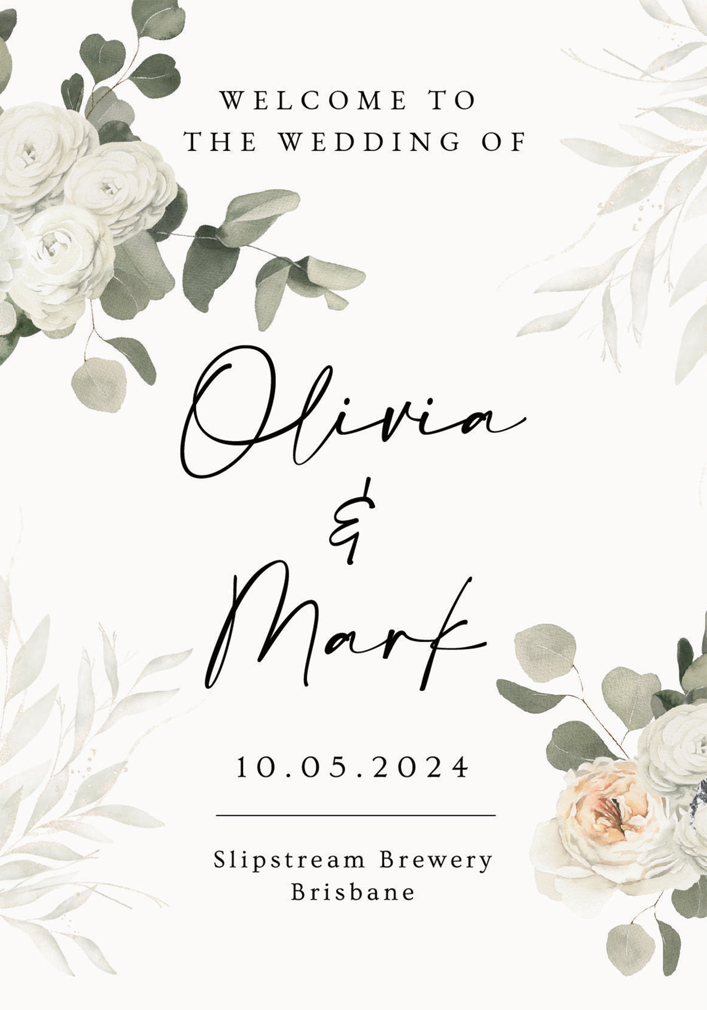 Printed Watercolour Floral Welcome Sign