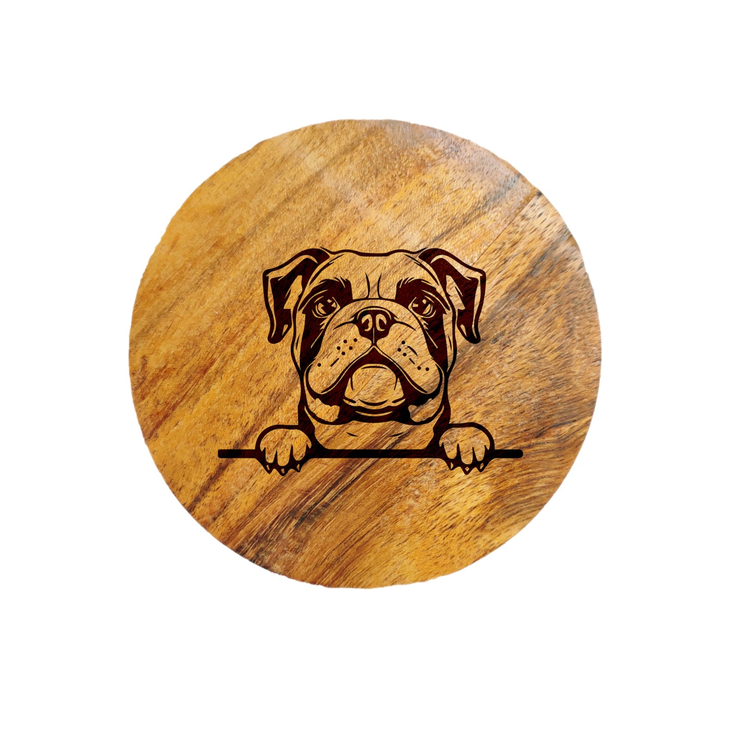English Bull Dog Acacia Wood Coaster