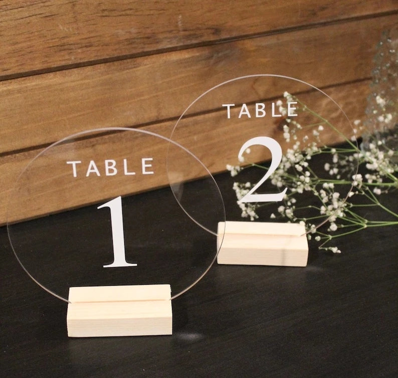 Circle Acrylic Table Numbers Sign