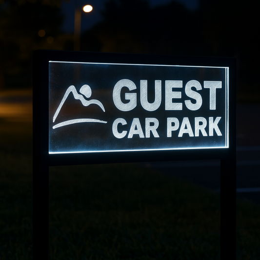 illuminated laser engraved sign