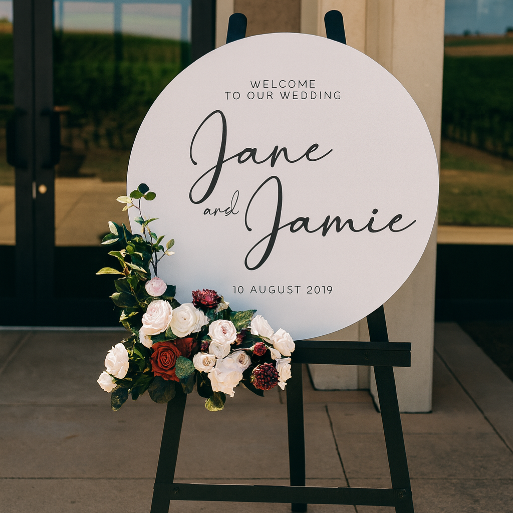 80cm circle acrylic wedding welcome sign