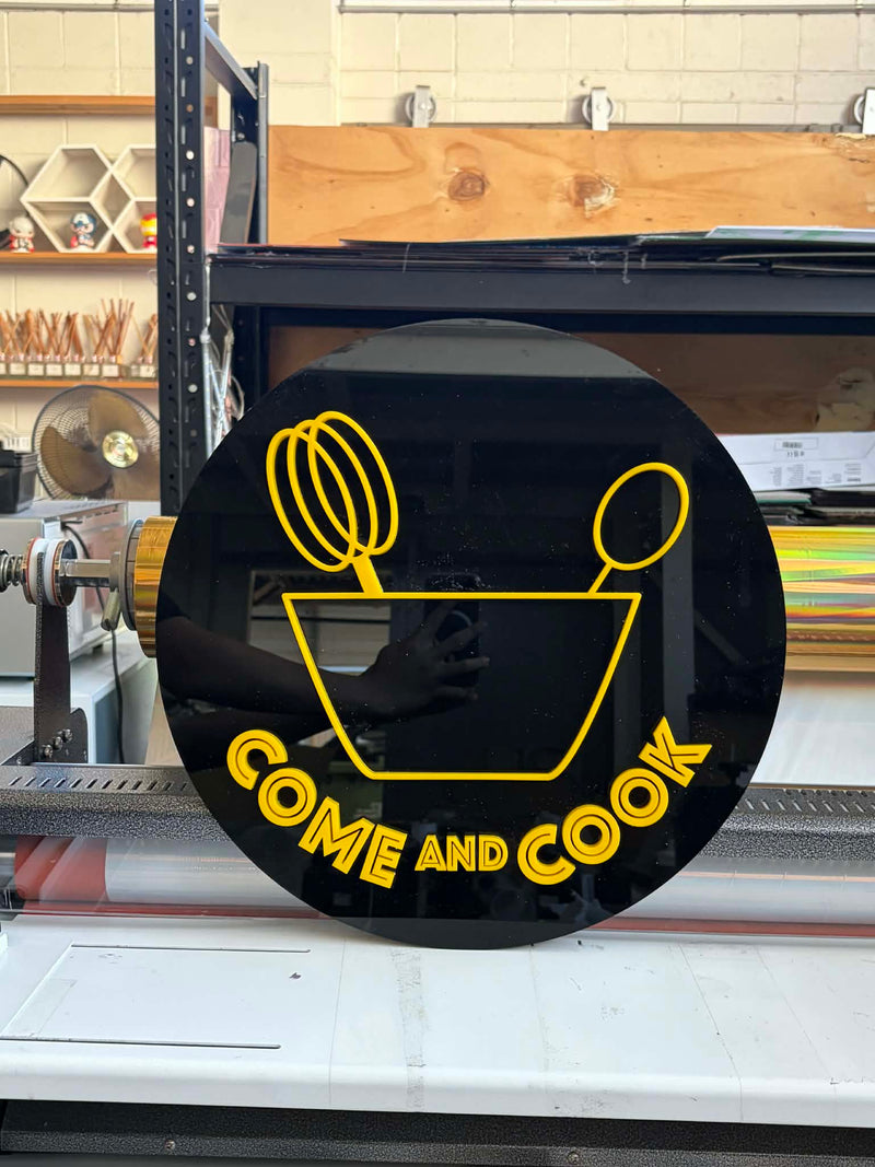 Raised Acrylic Logo Sign Brisbane - Come and Cook - main image