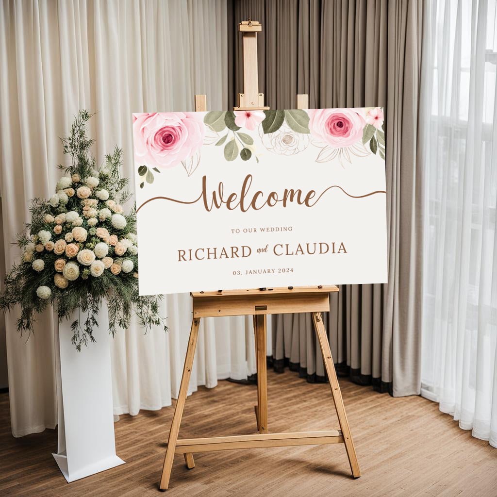 Printed Watercolour Rose Welcome Sign – Laser Dragon