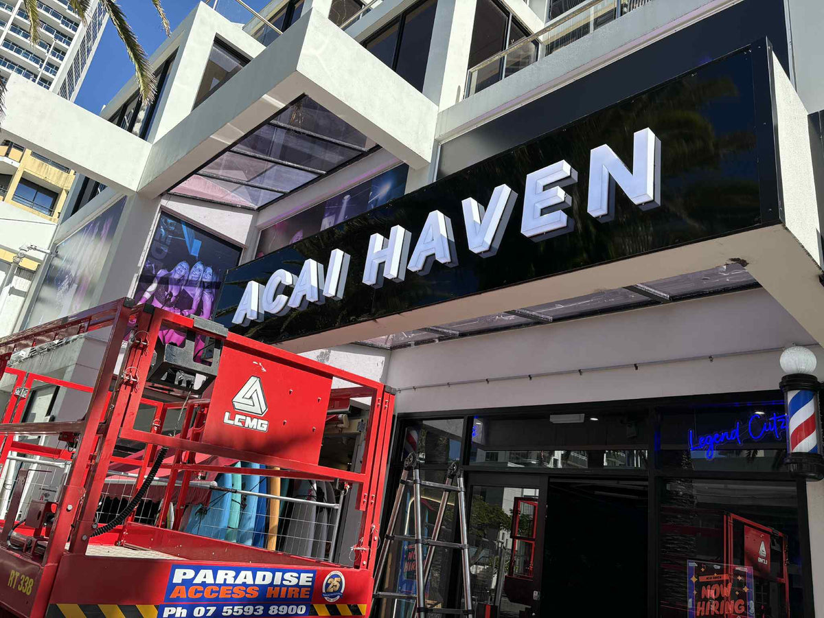 Building Signage with "ACAI HAVEN" at Surfers Paradise