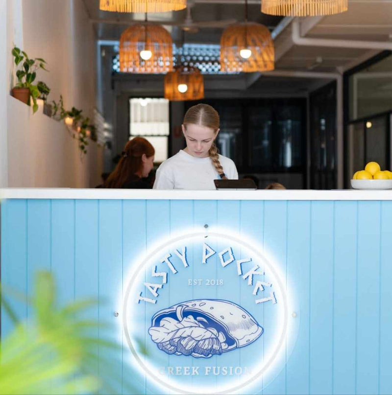 Tasty Pocket Backlit Illuminated Acrylic Logo Signage Fabrication and Installation