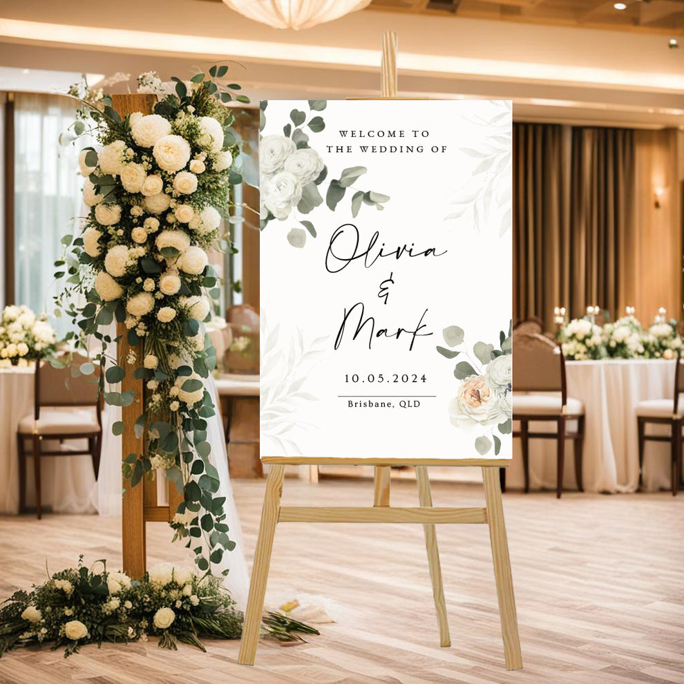 Printed Watercolour Floral Wedding Welcome Sign – Laser Dragon