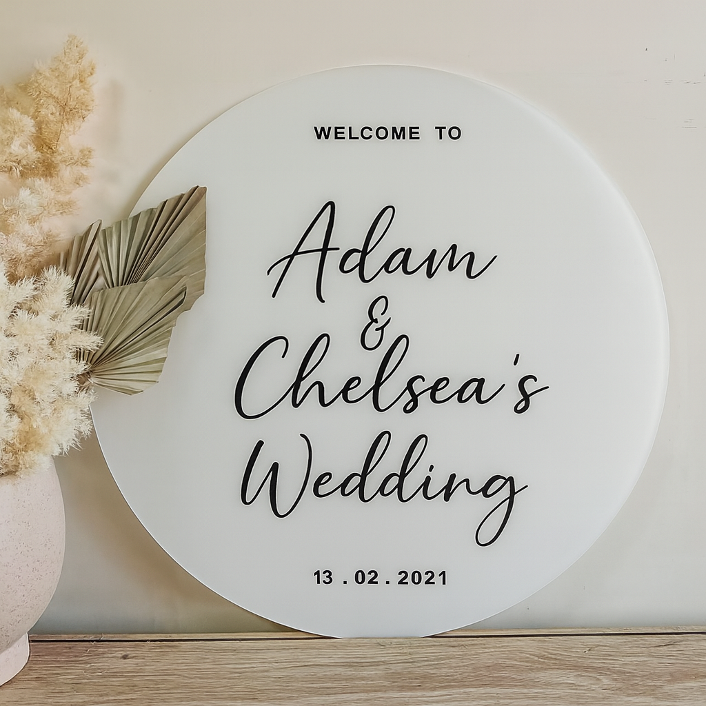 frosted acrylic wedding welcome sign